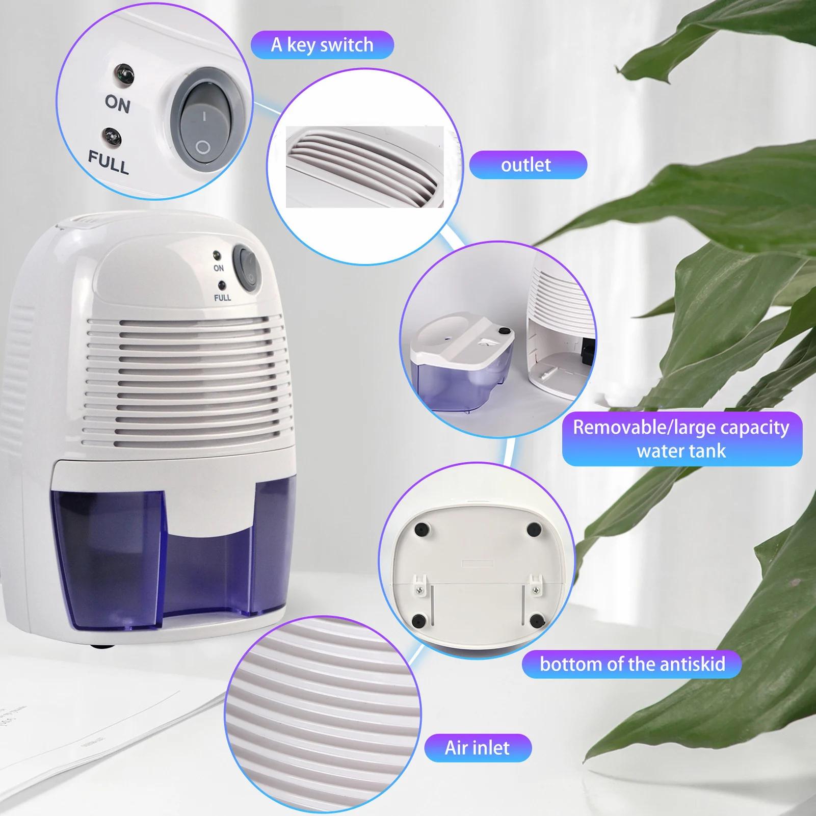 Machine d'élimination de l'humidité, petits déshumidificateurs, 500ml, arrêt automatique silencieux,