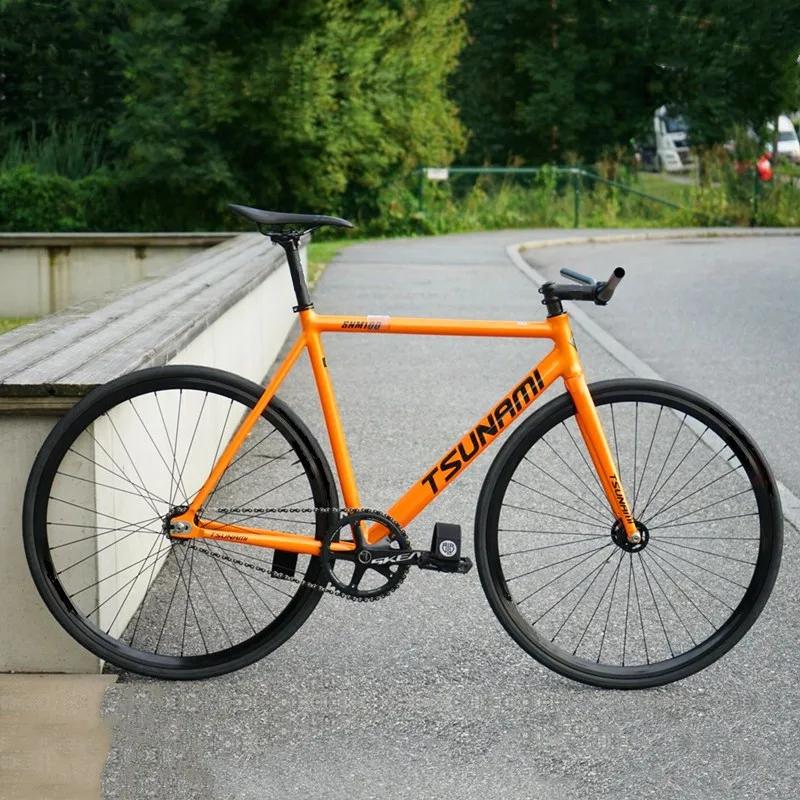 TSUNAMI-Vélo de Course SNM100 Fixie Partners, Vitesse Unique, Cadre en Aluminium 700C, Pièces de Cyc
