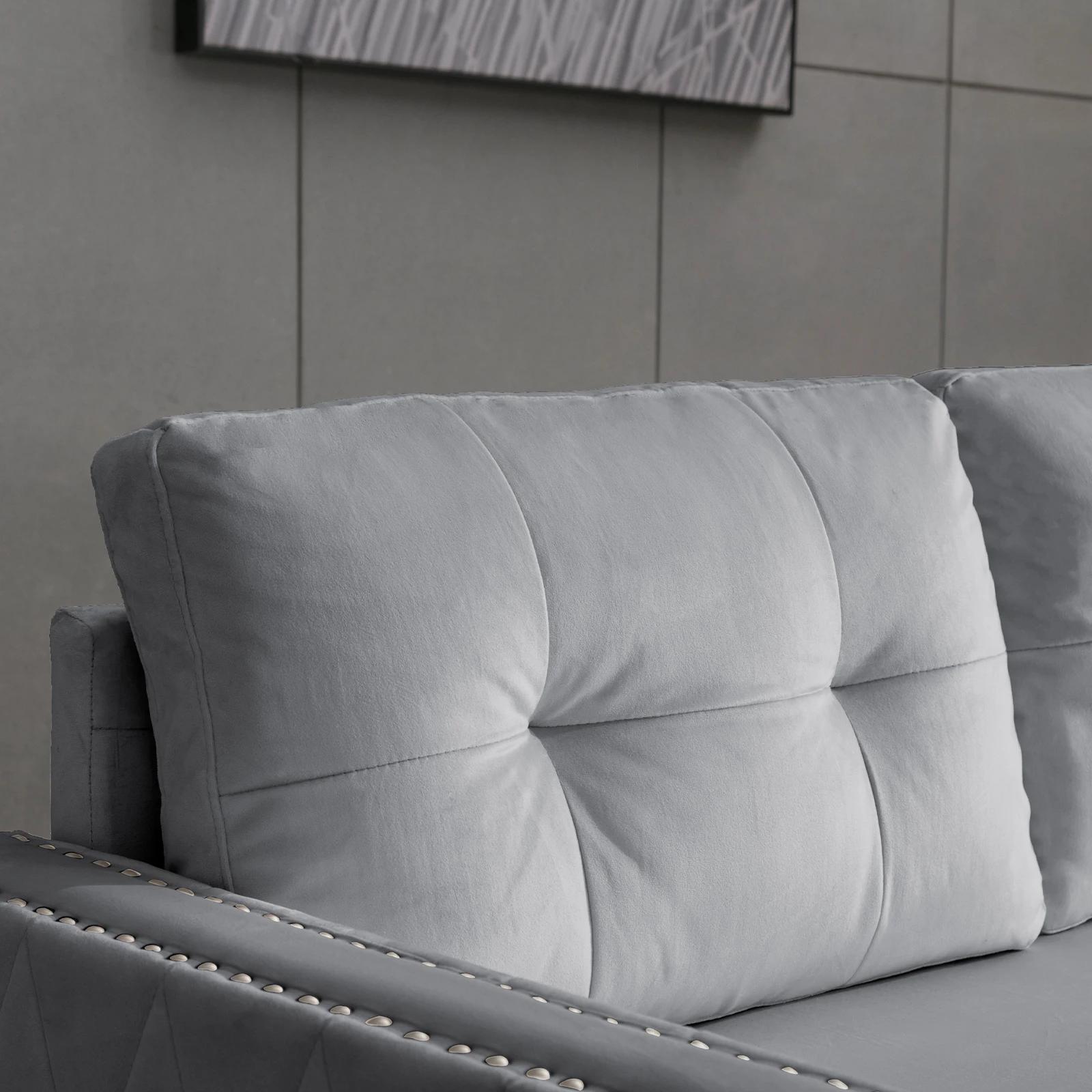 HORGgland-Canapé convertible en forme de L avec chaise de rangement, canapé-lit en velours, canapé-l