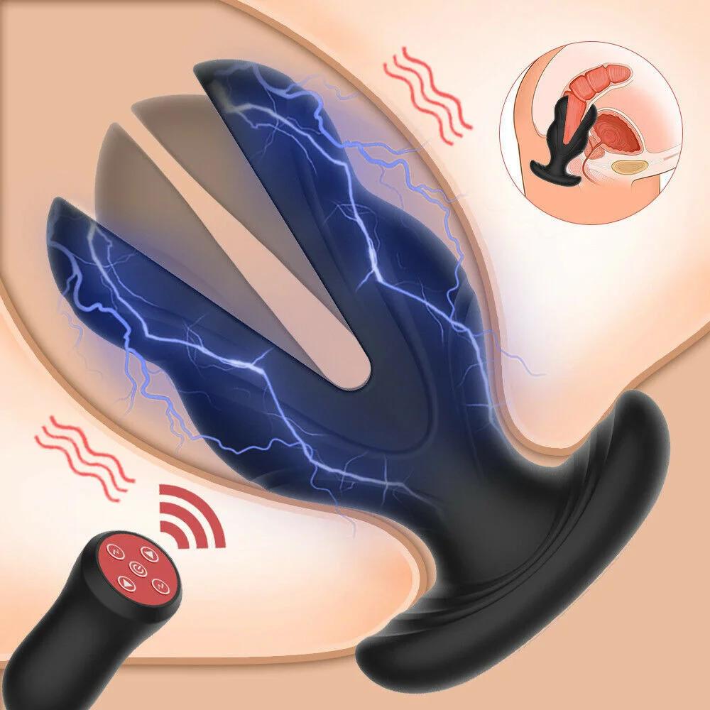 Vibromasseur anal à décharge électrique pour hommes, télécommande sans fil, plug anal vibrant, masse