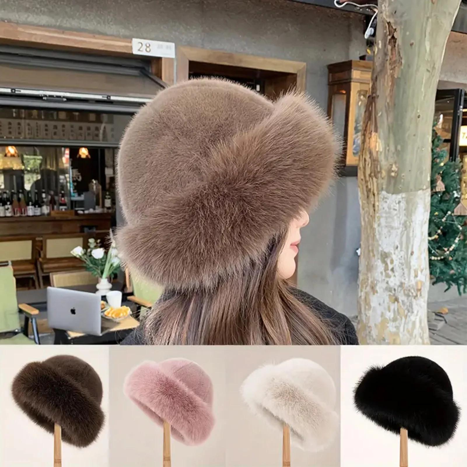 Chapeaux en fourrure pour femmes, chapeaux chauds de Style coréen automne hiver, chapeaux mongols fl