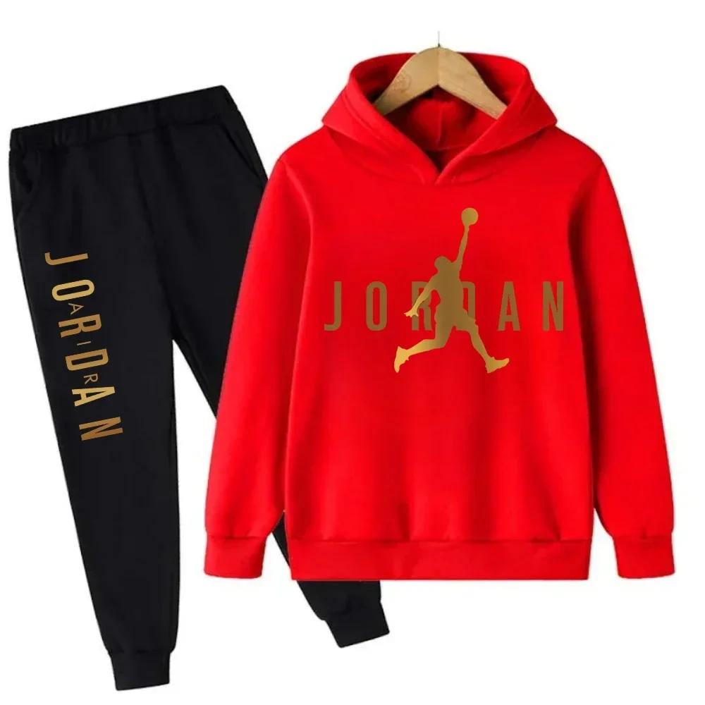 Ensemble pour enfants imprimé motif Slam Dunk Master, sweat à capuche + pantalon, ensemble 2 pièces,
