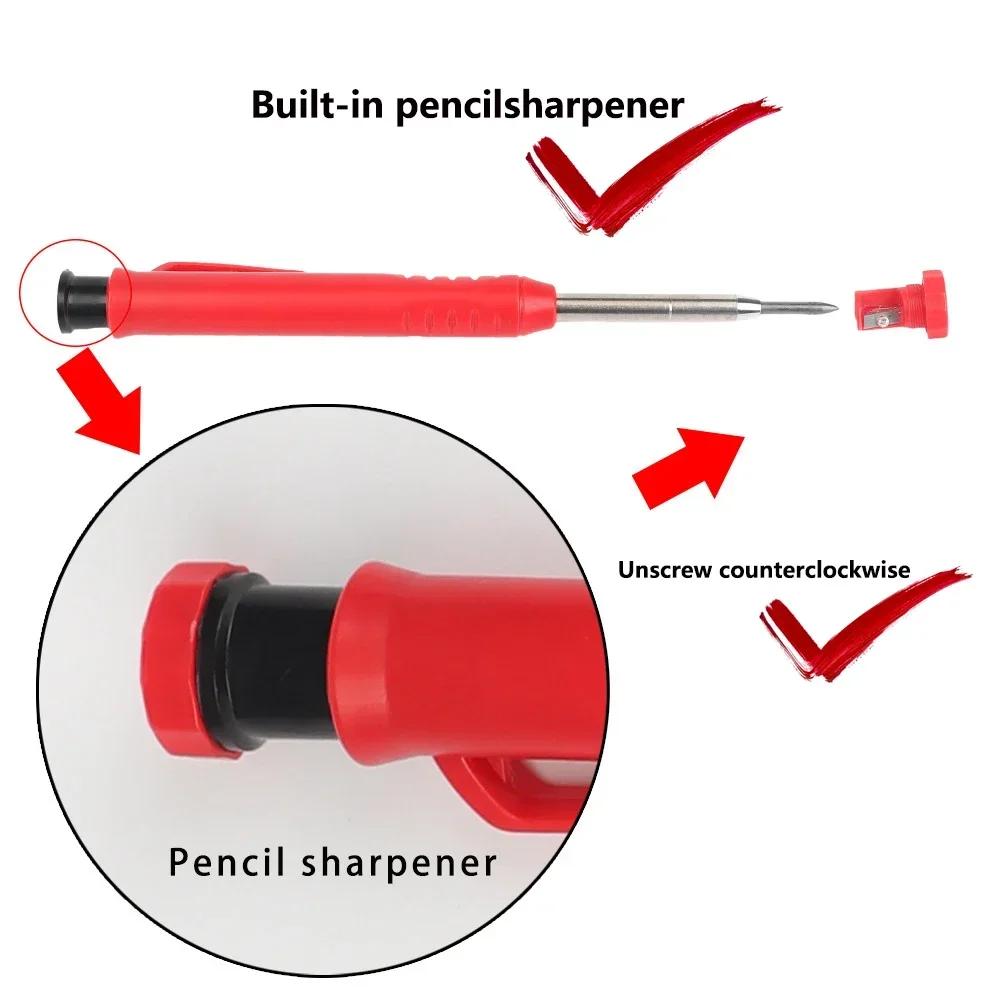 Marqueurs à trous profonds à tête longue réutilisables, crayons de recharge de charpentier solide, a
