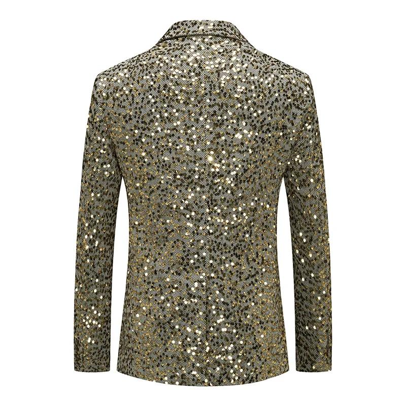 Veste à paillettes pour hommes, blazer à sequins imbibés d'or et d'argent, mode d'affaires, manteau