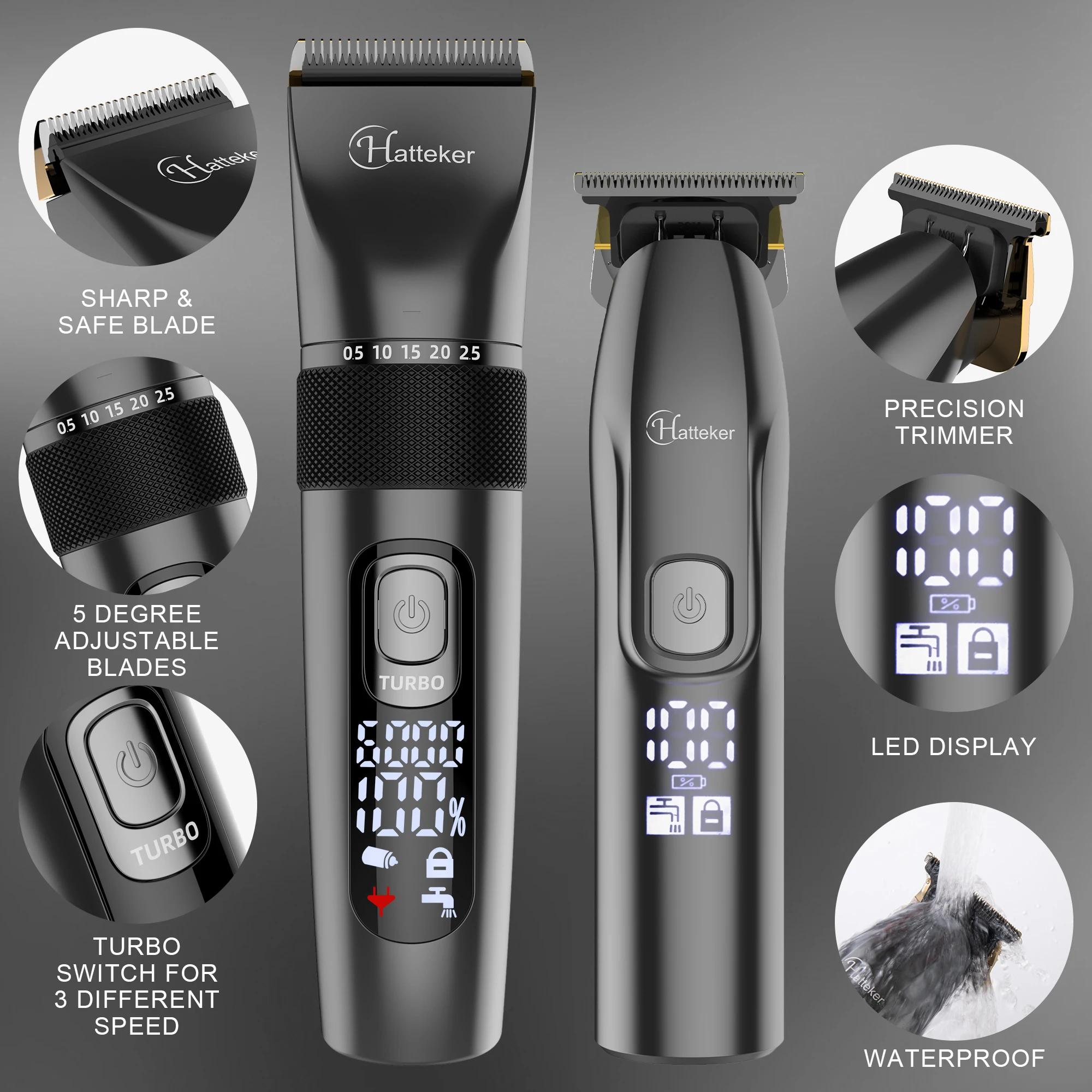 Hatteker-Tondeuse à cheveux pour hommes, ensemble de 2 machines, rasoir électrique aste pour hommes,