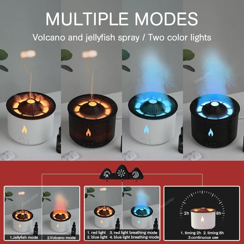 KINSCOTER volcan flamme diffuseur d'arôme méduse anneau de fumée humidificateur d'air 360ml aromathé