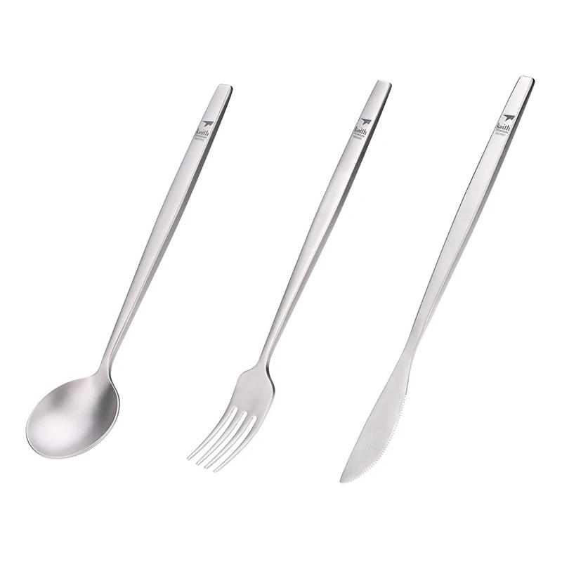 Ensemble de Couverts de Voyage en Titane, Portable, Cuillère, Fourchette, Couteau, Steak, Couverts O