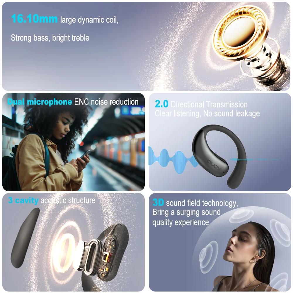 KOUO traduction casque véritable sans fil Bluetooth 5.4 haute qualité mémoire fil d'acier affaires é