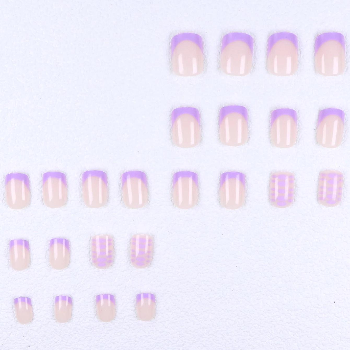Ongles de Type presse 48 pièces, faux ongles carrés et de presse de taille moyenne, faux ongles poin