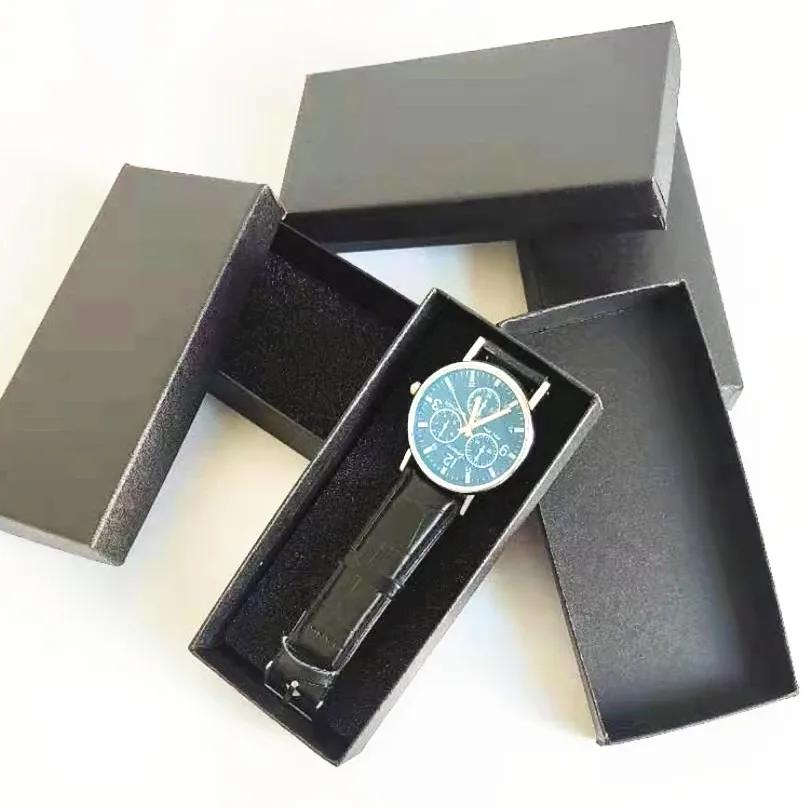 Boîte à montres, boîte de rangement pour montres en carton noir, étui de voyage pour montres et bijo
