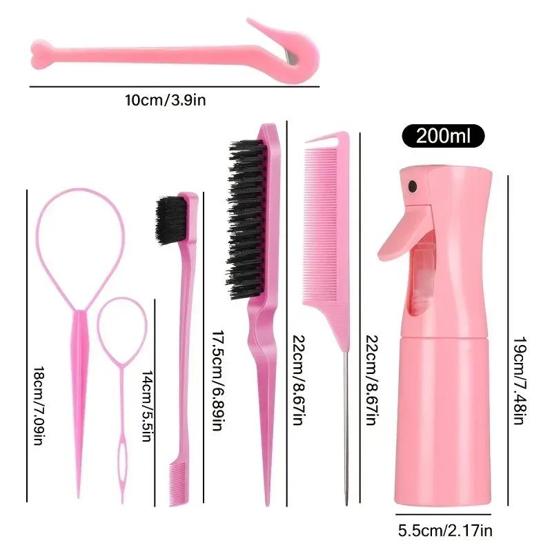 7 pièces/ensemble accessoires de beauté des cheveux poils queue de Rat bord peigne brosse à sourcils