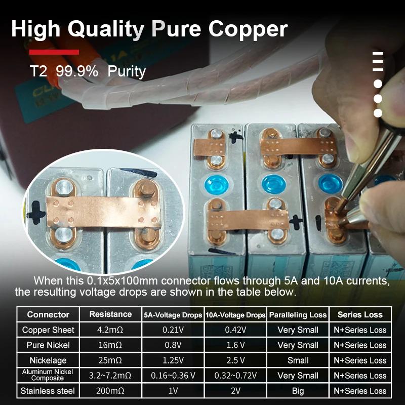 Sangle de bande de cuivre T2 99.9%, 5 m/rouleau, pour stockage d'énergie, soudeur par points, connex