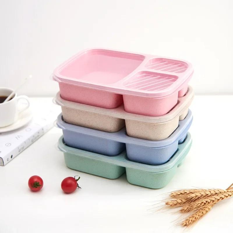 Boîte à déjeuner en paille de blé, boîte à Bento Portable avec compartiment, boîte à Bento de pique-