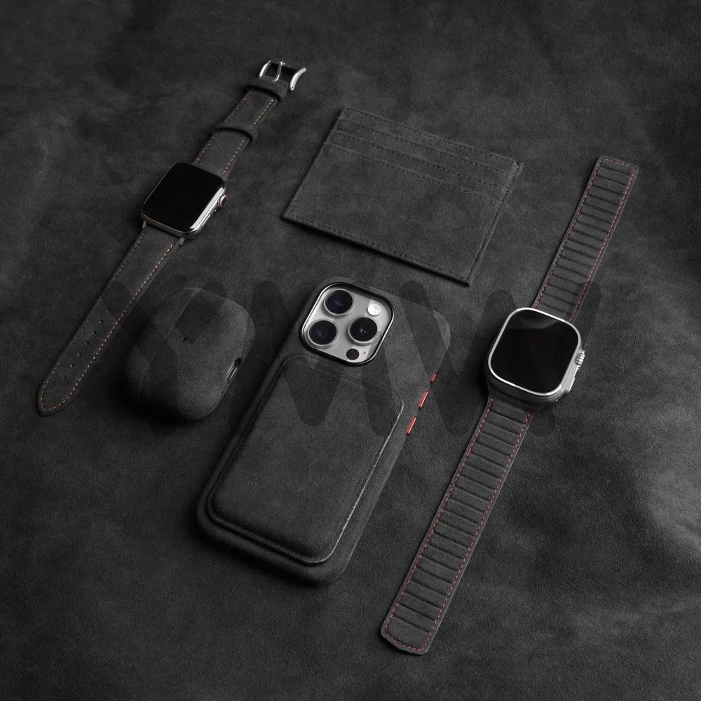 Bracelet magnétique ALCANTARA pour Apple Watch Ultra 3 2 bandes 49mm 46mm 45mm 44mm accessoires en c