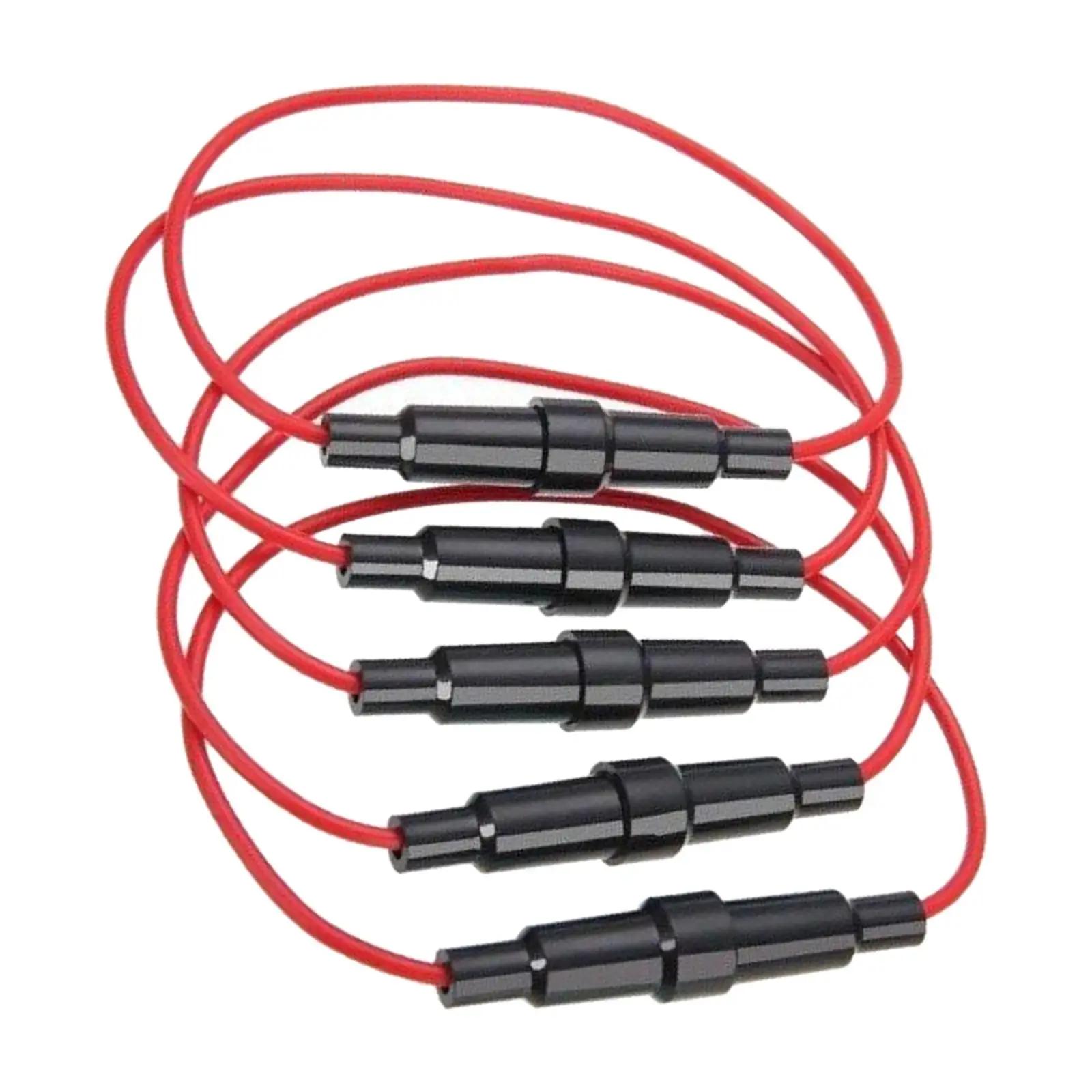 5 pièces porte-fusible 5x20mm étanche Durable 10A noir, 7 pouces de Long 18 calibre AWG fil pour voi