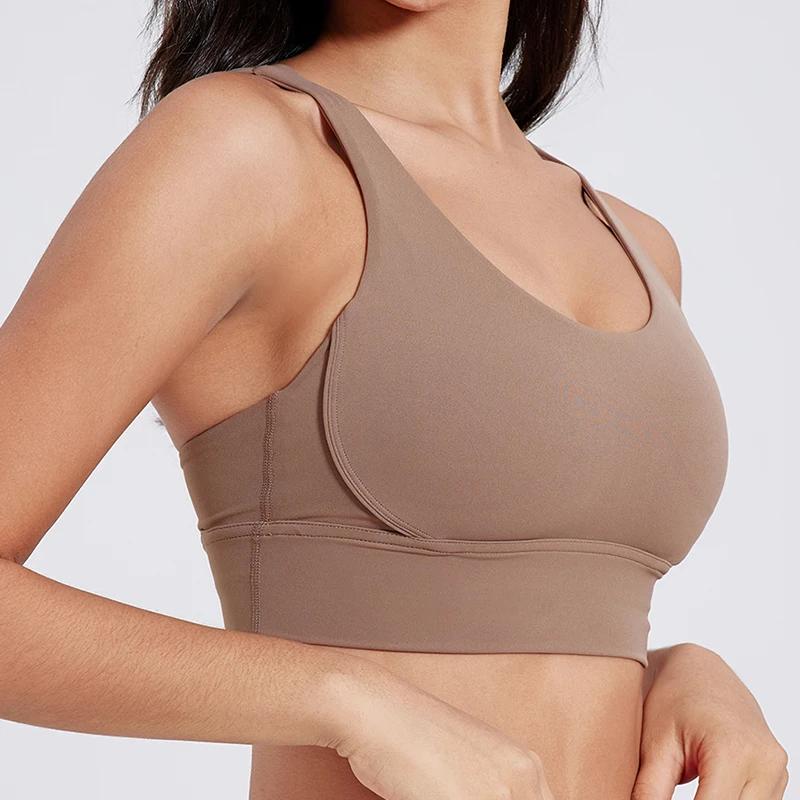 Soutien-gorge dos croisé pour femmes, couleur unie, sous-vêtements de Fitness, doux, Sport, haut de