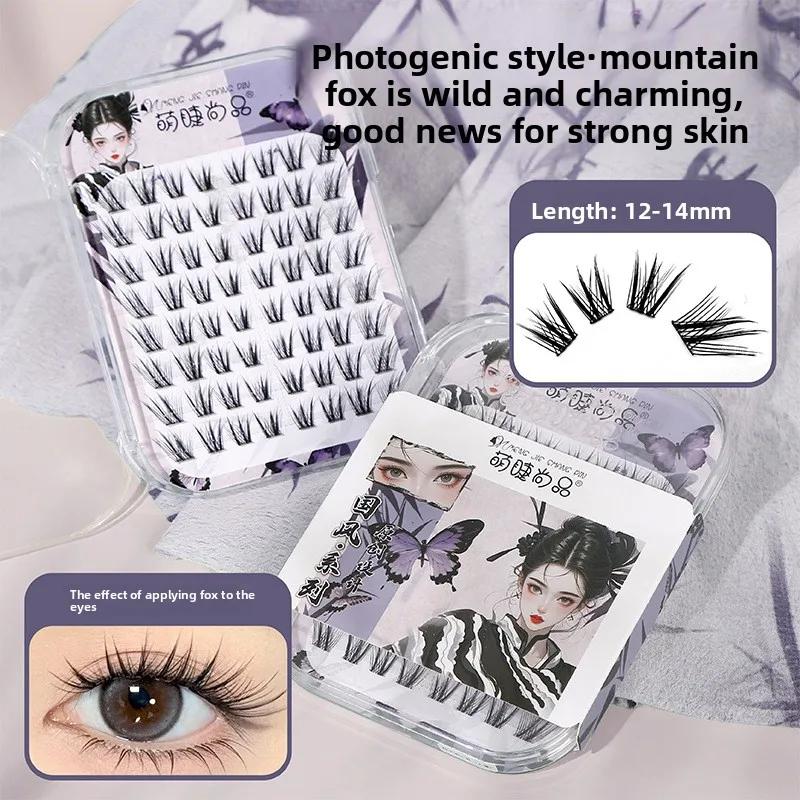 Faux-cils auto-adhésifs sans colle, naturels, volumineux, moelleux, ailés, Style renard, chinois, po