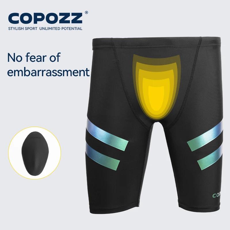 COPOZZ-Maillot de bain respirant à séchage rapide pour homme, short de natation, short de compétitio