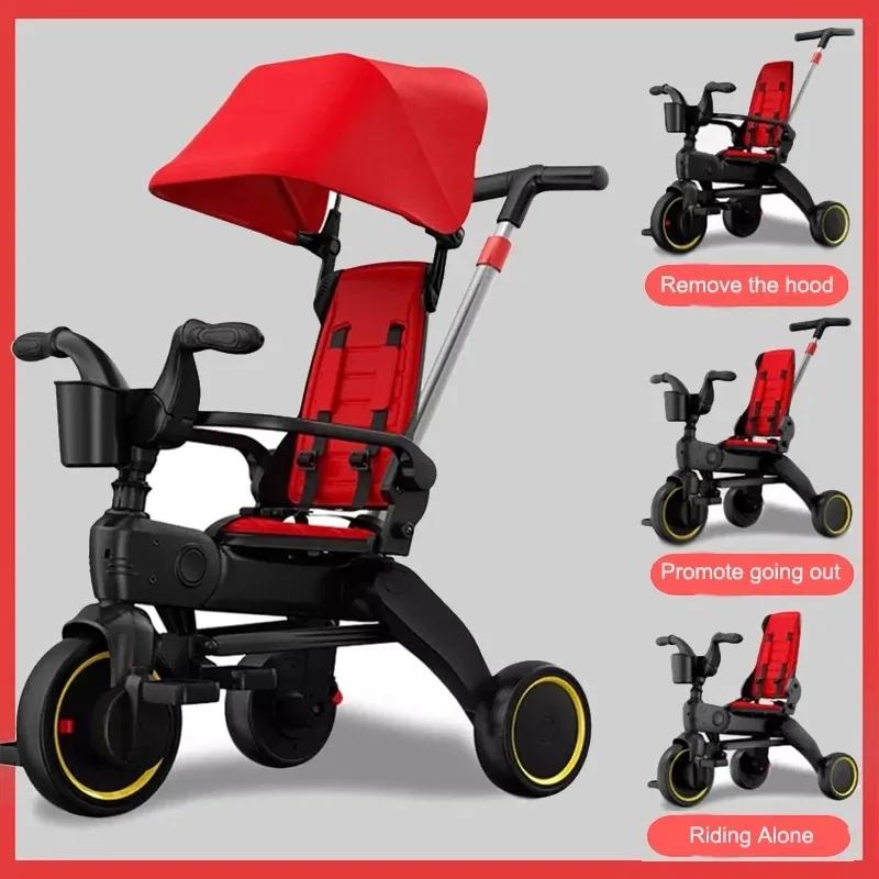 IMBABY Tricycle poussette 5-en-1 pour enfants | Auvent réglable et poignée de poussée | Vélo évo