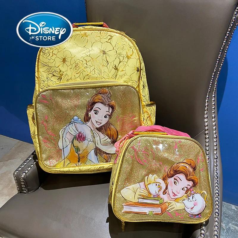 Sac à dos Disney la belle et la bête, sac à main incliné pour filles, cartable pour enfants, sac à d