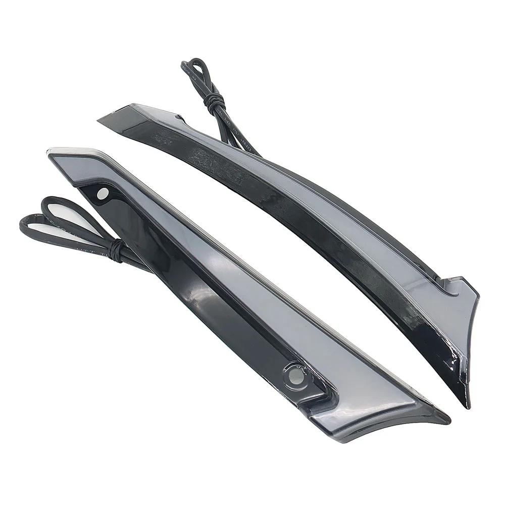 Lampes décoratives de pare-brise de traceur chromé/noir de moto, feux de jour et clignotants pour Ha