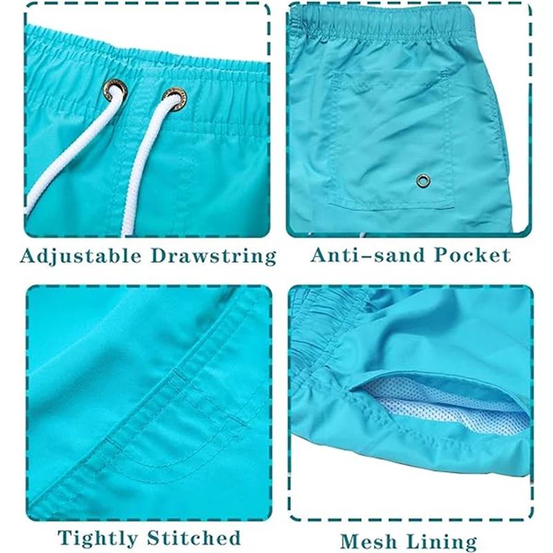 Maillot de bain pour hommes avec doublure en maille poches latérales short de plage solide séchage r