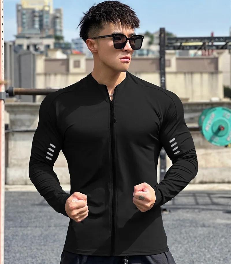 Veste fitness manches longues homme - Sweat-shirt entraînement gym cardigan zip jogging printemps automne