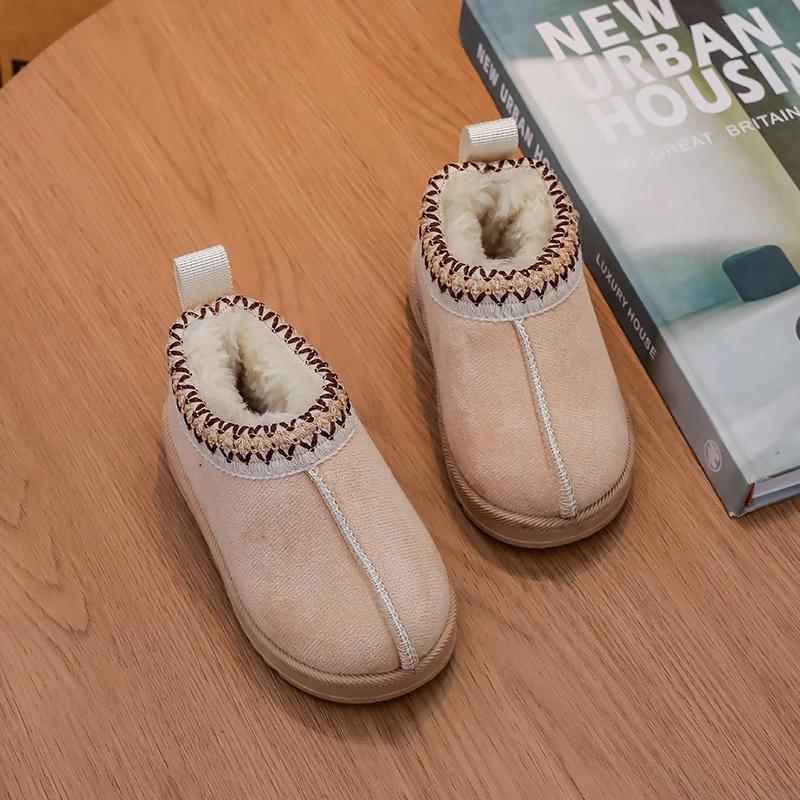 2025 nouvelle mode enfants bottines doux hiver casual filles coton chaussures couleur unie enfants é