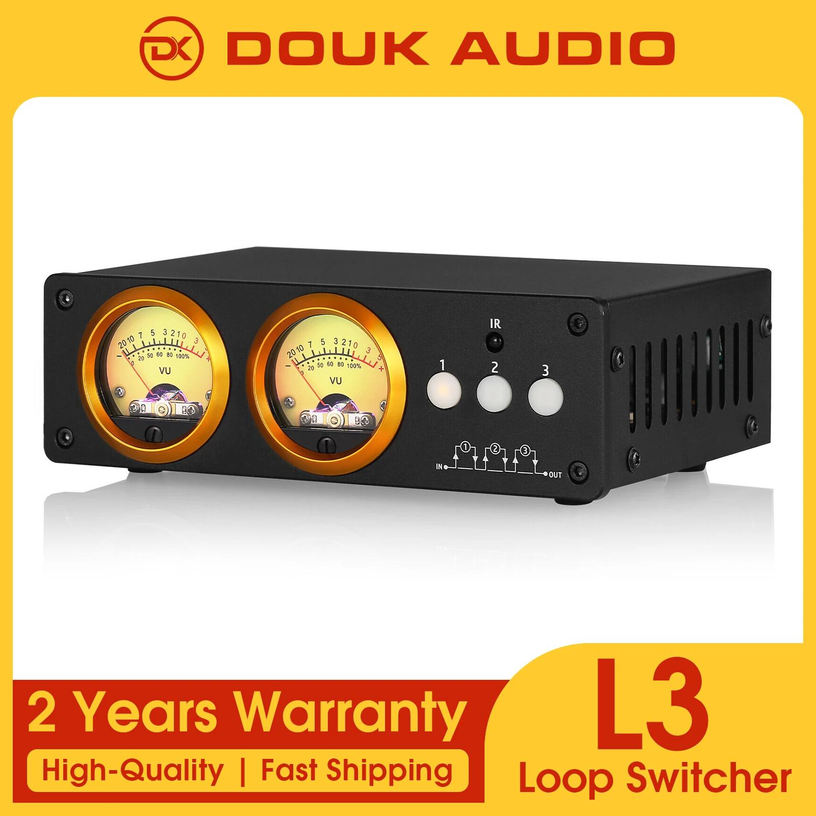 Douk Audio-Commutateur de boucle audio stéréo L3, 3 canaux, VU-mètre, 1 entrée-3 sorties, boîtier de