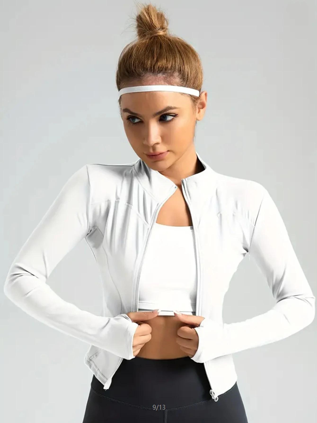 Vêtements de yoga pour femmes - Manteau sportif d'automne et d'hiver col montant à manches longues
