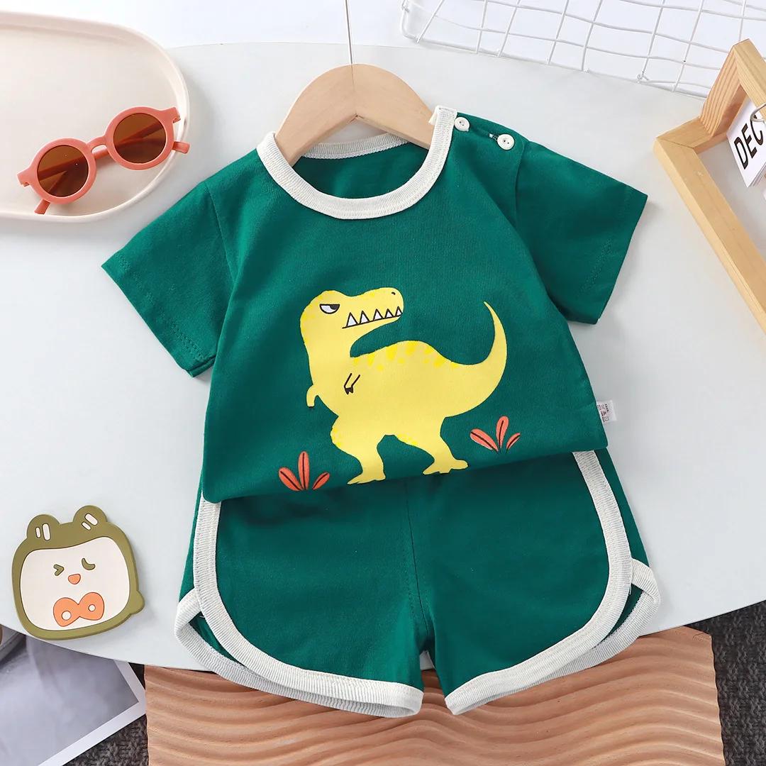 Ensemble d'été décontracté en coton pour enfants, vêtements pour bébés filles et garçons, T-shirt +