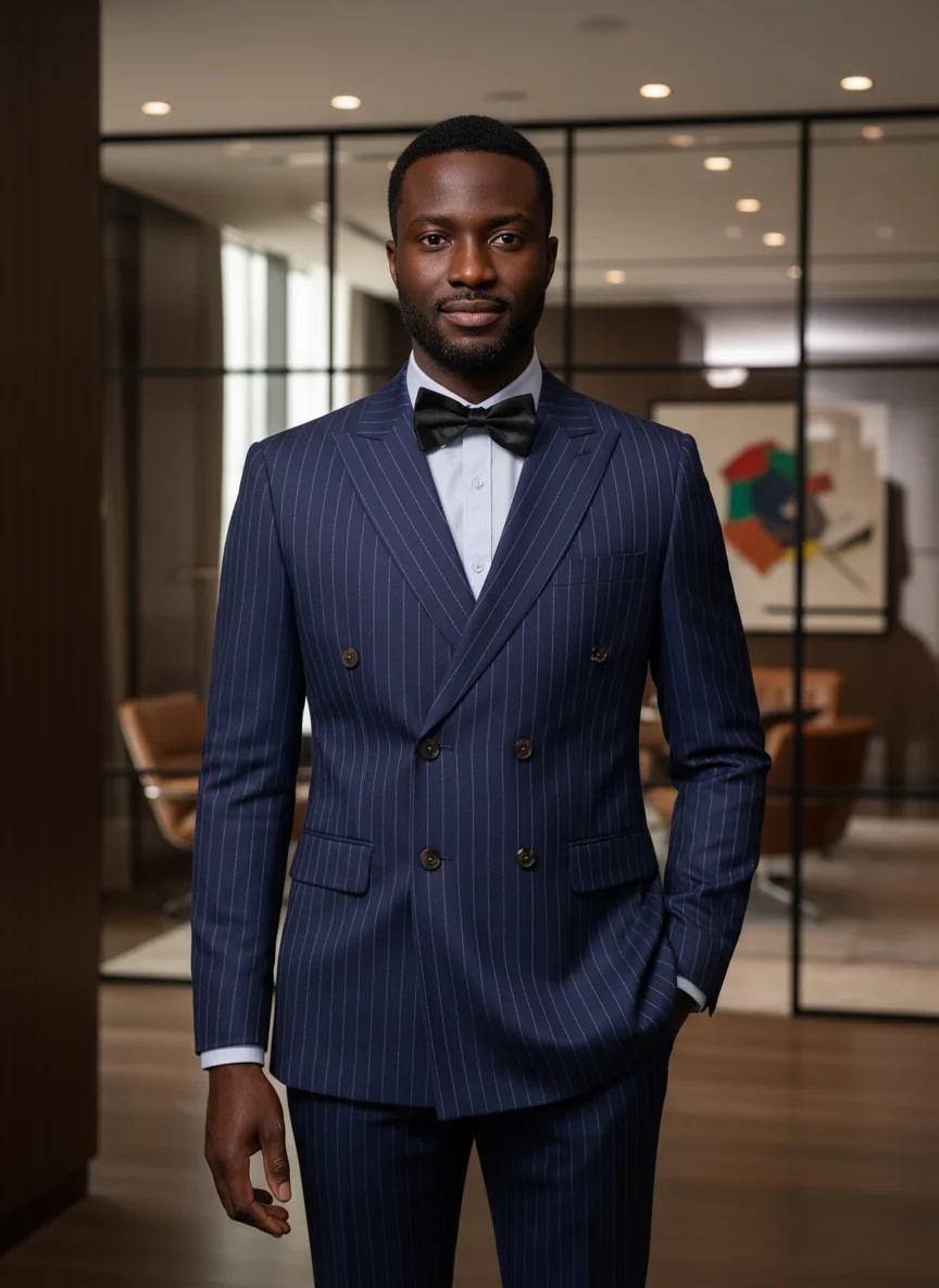 Costumes rayés bleus de haute qualité ST Cassy pour hommes, coupe ajustée, vêtements de luxe pour ho
