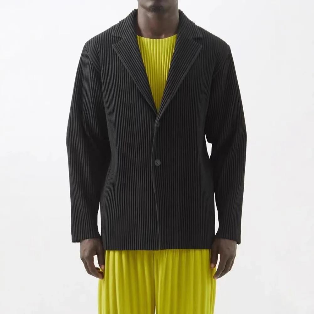 Miyake nouveau 2025 printemps costume à manches longues plissé plissé hommes veste revers plissé cou