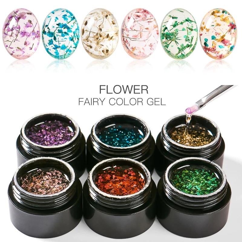 MEET ACROSS 5ml rose fleur séchée Gel vernis à ongles fleur naturelle fée Nail Art Gel tremper UV LE