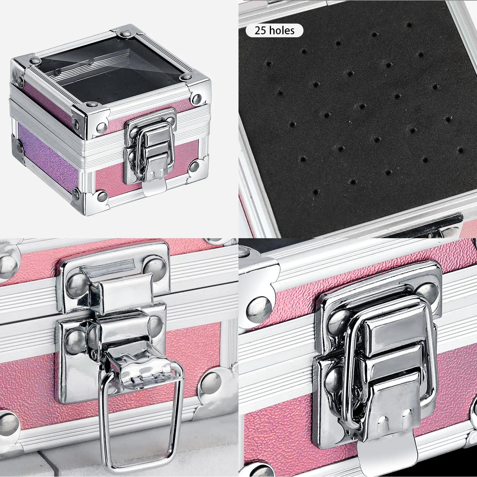 Porte-foret à ongles professionnel avec 25 trous, boîte de rangement d'affichage en aluminium, conte
