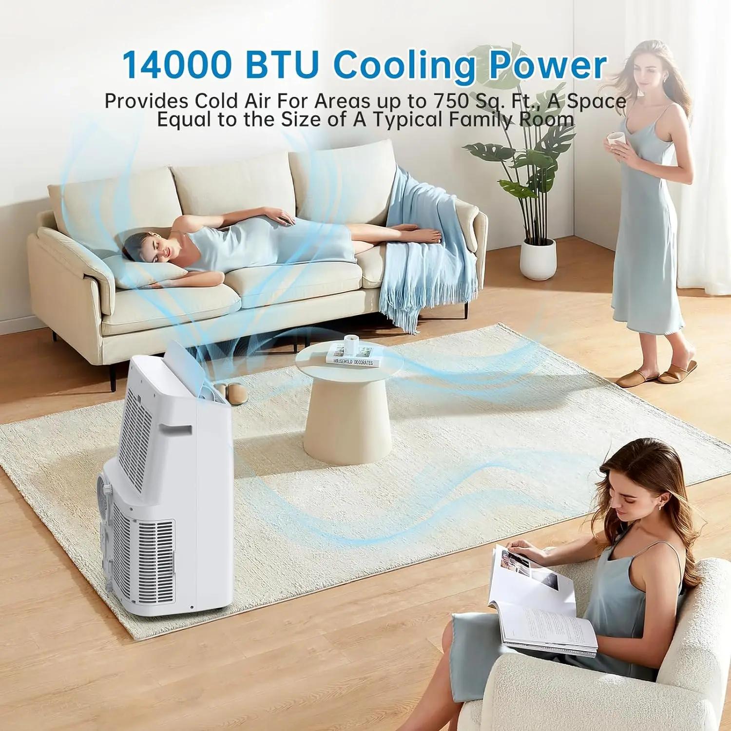 Climatiseur portable 14,000 BaryPortable avec télécommande, blanc pour les pièces jusqu'à 430 Sq. Fé