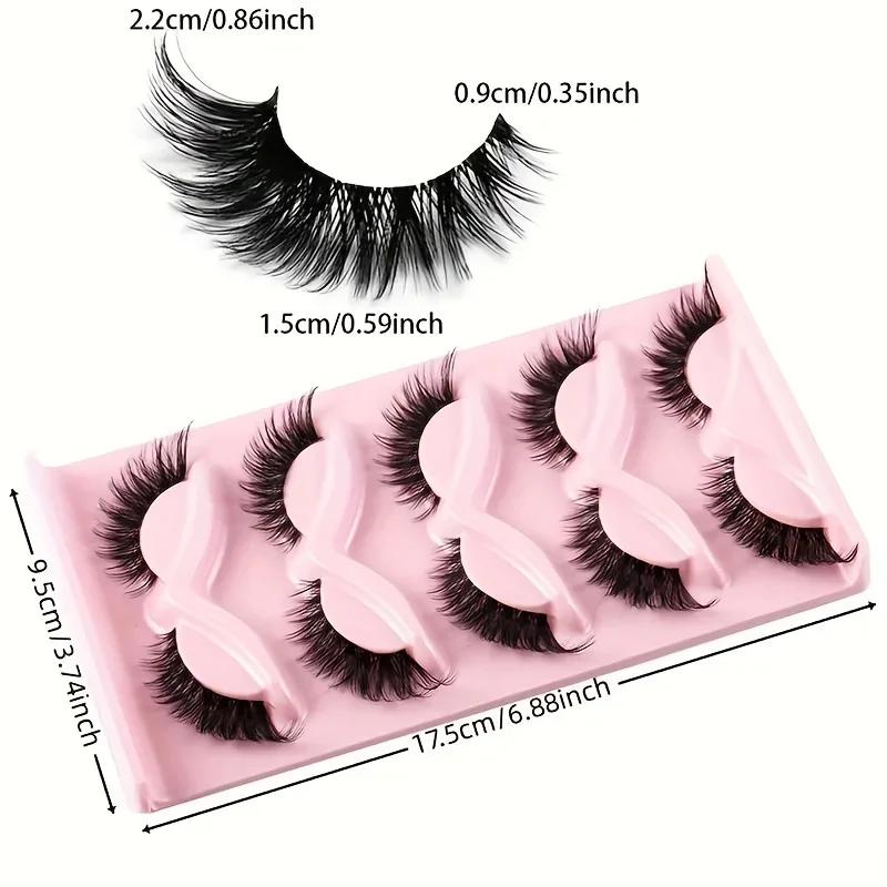 5 paires de faux cils œil de chat-cils Manga longs naturels hypoallergéniques avec extrémités ailées