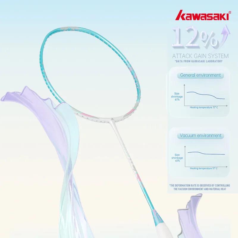 Kawasaki-Raquette de badminton PORCELpuppy Q5 pour femme, fibre de carbone 5U, tige super fine, avan