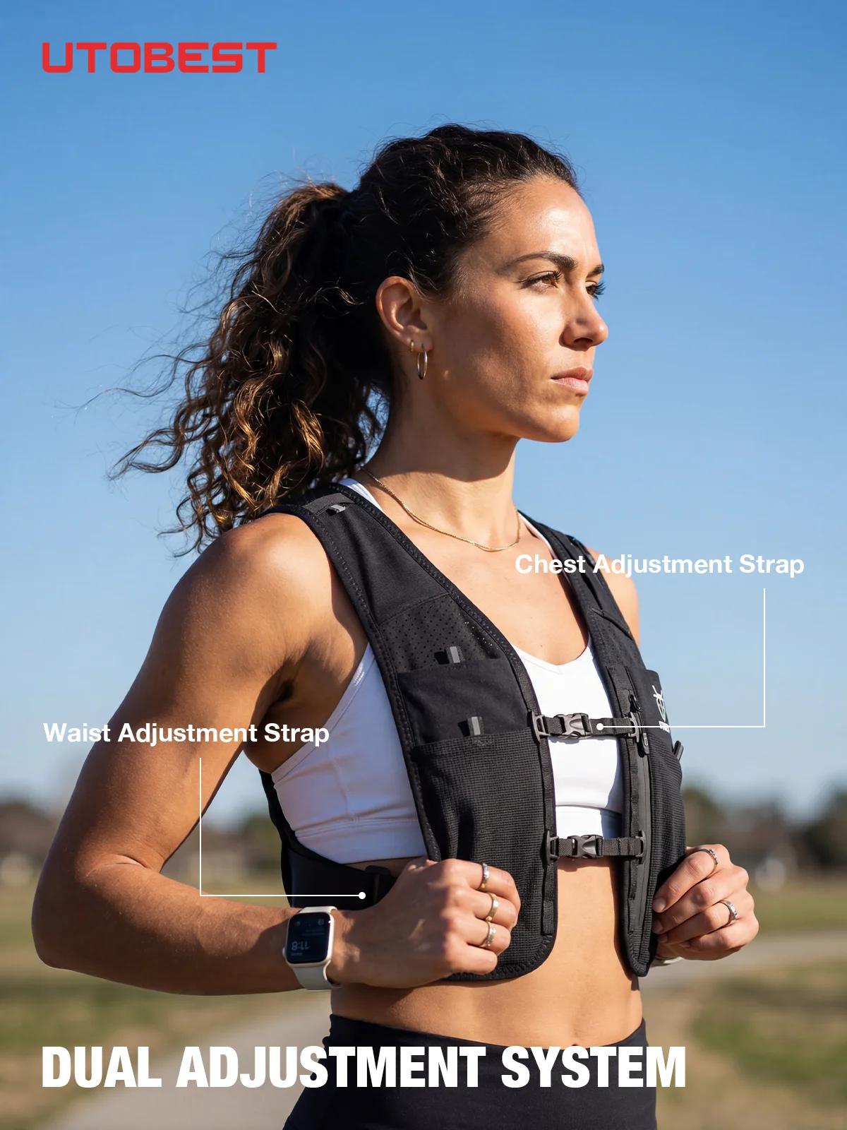 Gilet hydratation UTOBEST UTR113 réfléchissant - Sac d'hydratation avec support téléphone pour cyclisme et randonnée