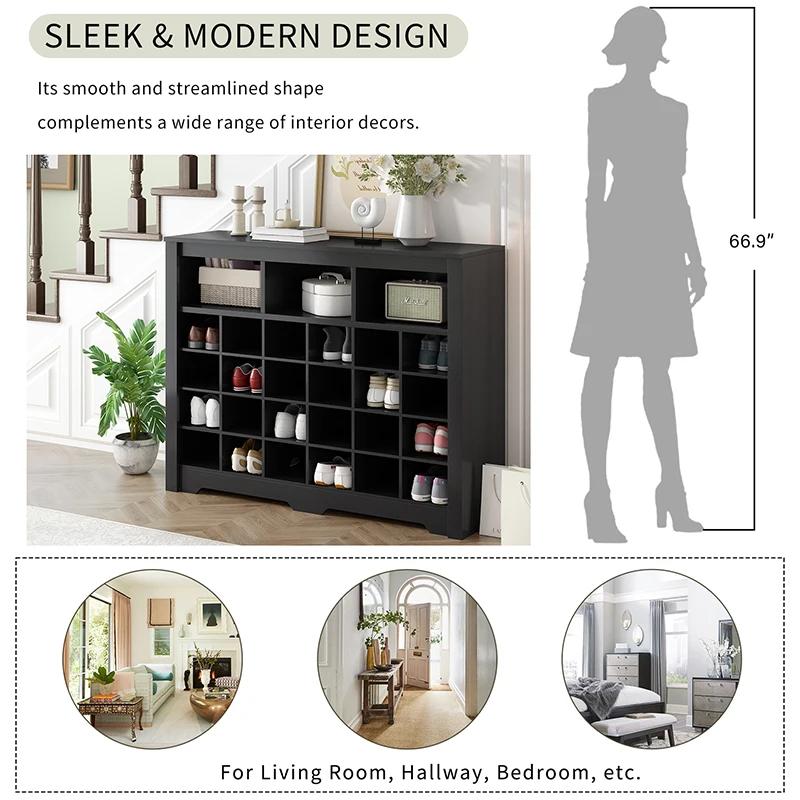 ON-TREND-Console Cubby 24 chaussures au design élégant, armoire à chaussures moderne avec base incur