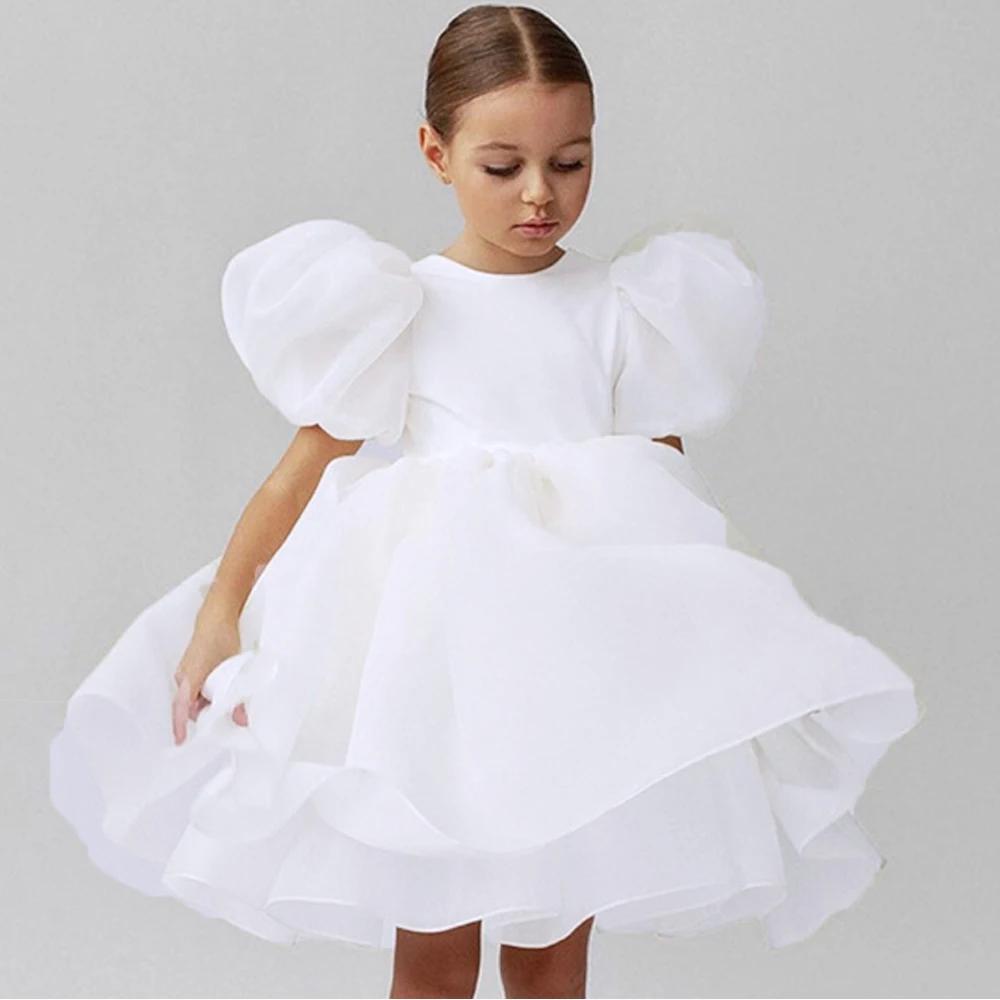 Robes de soirée pour filles, imprimé floral, à la mode, Costume de noël, blanc, robe de bal de princ