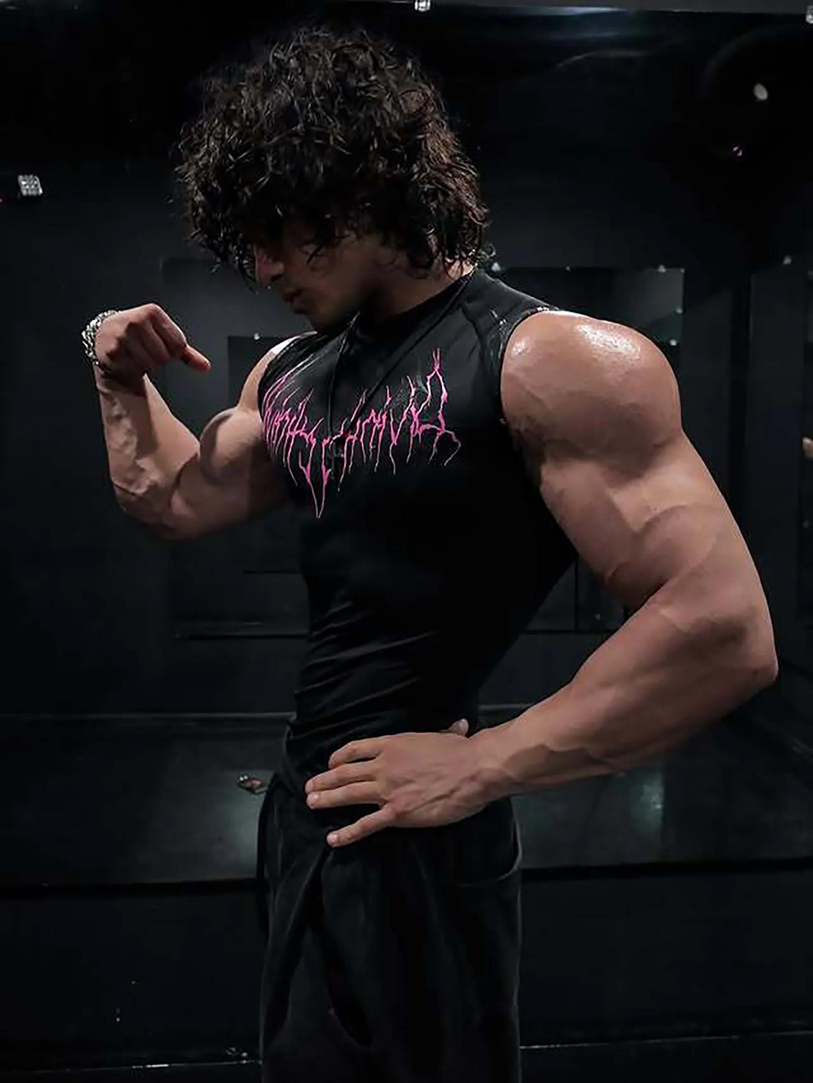 T-shirt de gymnastique pour hommes, haute élasticité et séchage rapide, haut d'entraînement de muscu