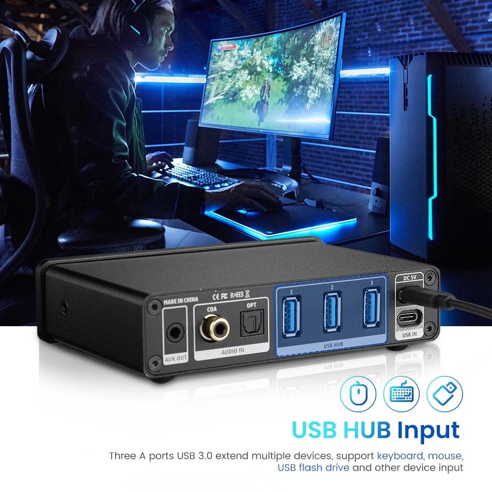 AIYIMA Audio DAC-A2 PRO USB Gaming DAC amplificateur de casque Hub USB Mini décodeur pour PS5 casque