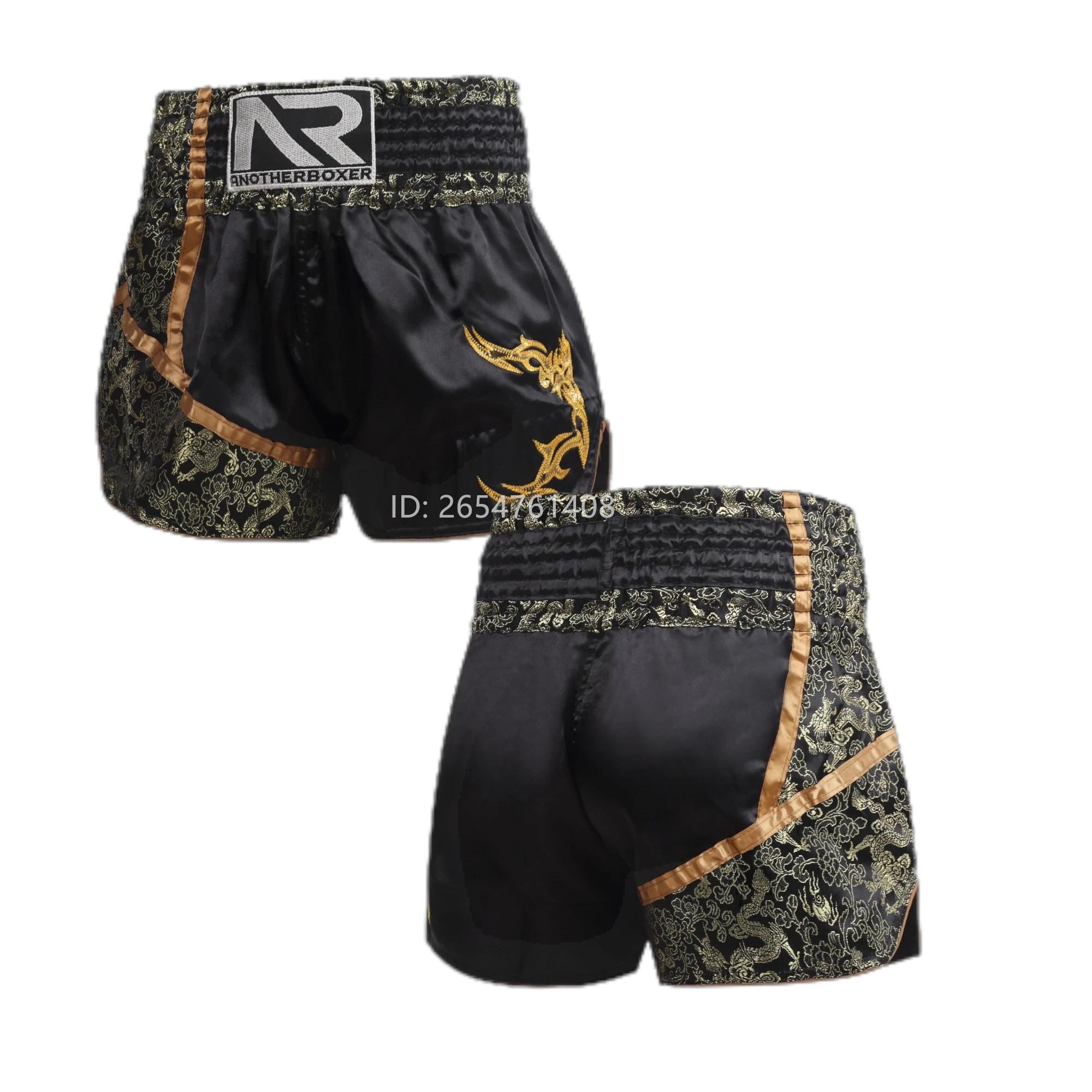 ANOTHERBOXER Short Muay Thai, pantalon de boxe traditionnel brodé, vêtements de sport pour hommes et