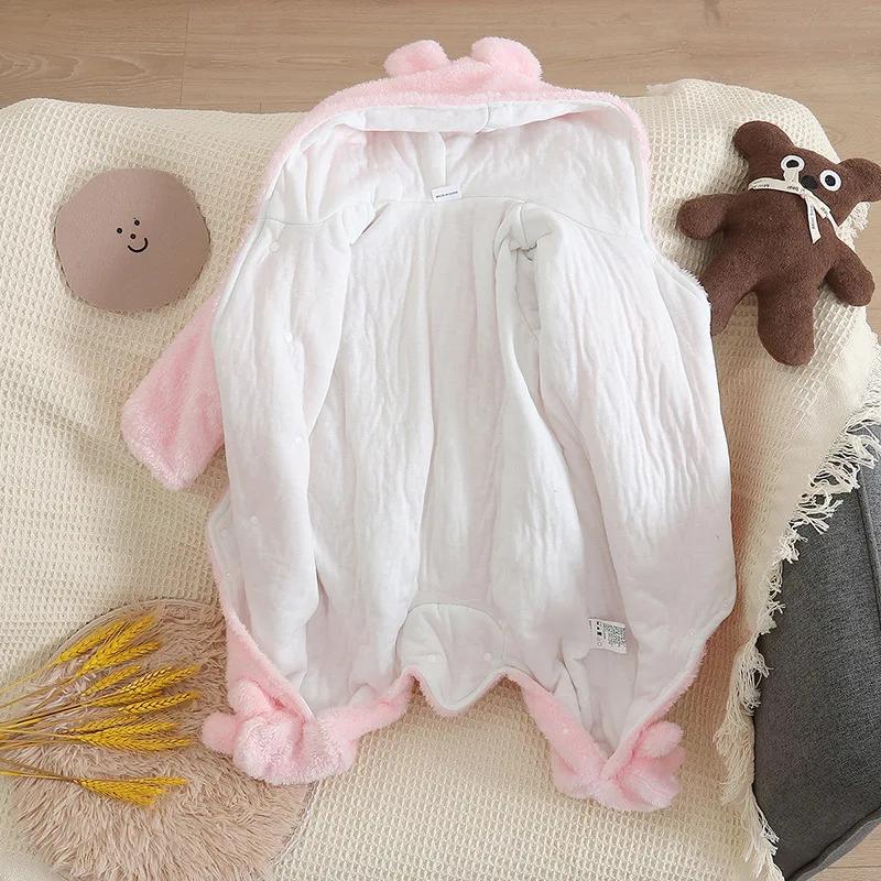 Vêtements d'escalade en peluche pour bébé de 0 à 2 ans, chauds et épais, en coton, avec chien et lap