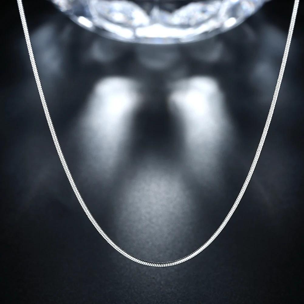 Collier chaîne serpent en argent sterling 925, 1MM, pour femmes et hommes, 16-30 pouces, à la mode,