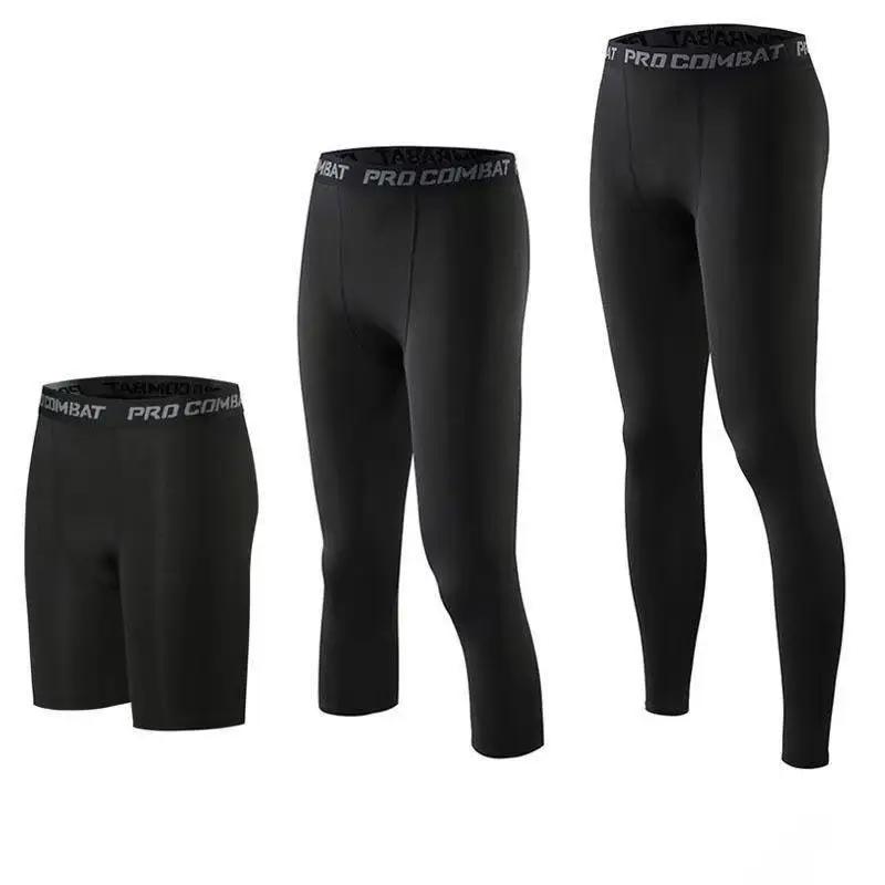 Pantalons de Compression pour hommes, collants de course, Leggings de basket-ball secs et frais, col