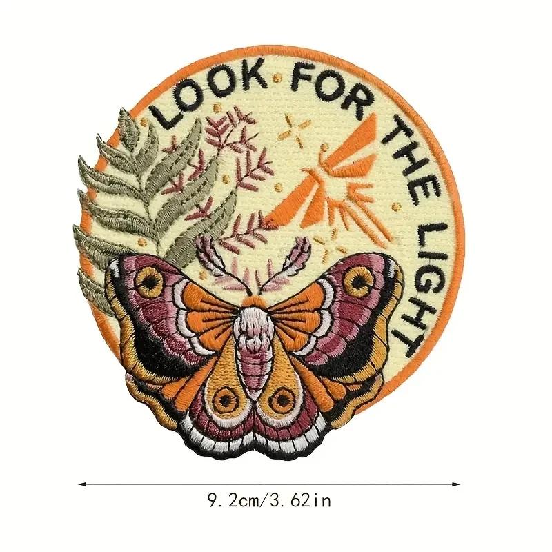 Patch brodé Look For Light Moth, 1 pièce, Badge d'inspiration d'animaux naturels, cadeau à repasser