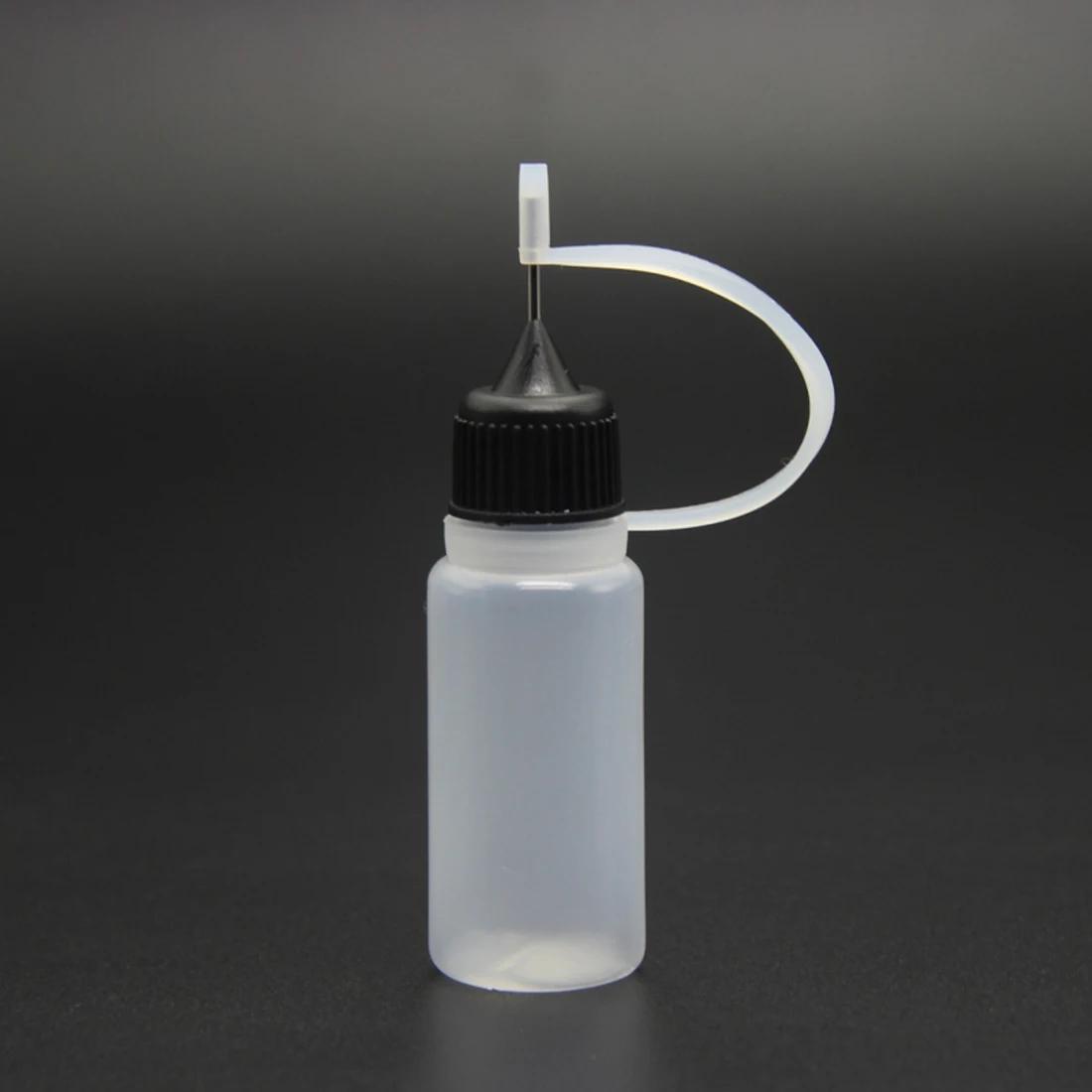 Bouteilles à presser en plastique de 10ml, pointe d'aiguille, applicateur de colle PE, outil artisan
