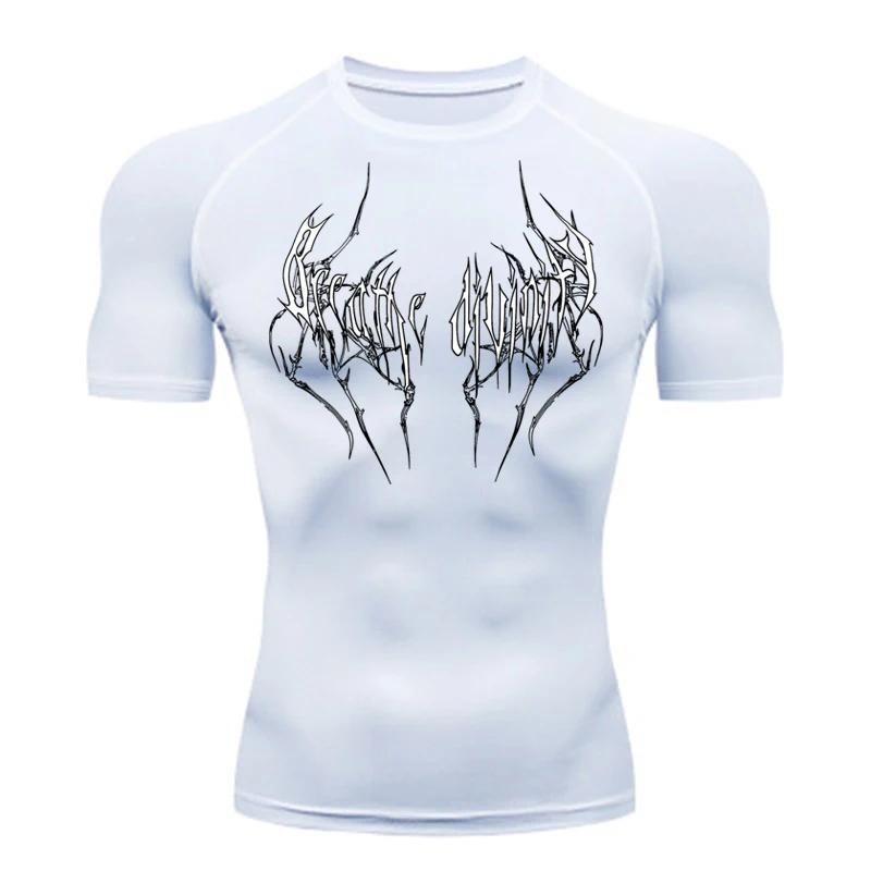 T-Shirt de course à manches courtes pour hommes, chemise de Compression, haut de sport, noir, séchag